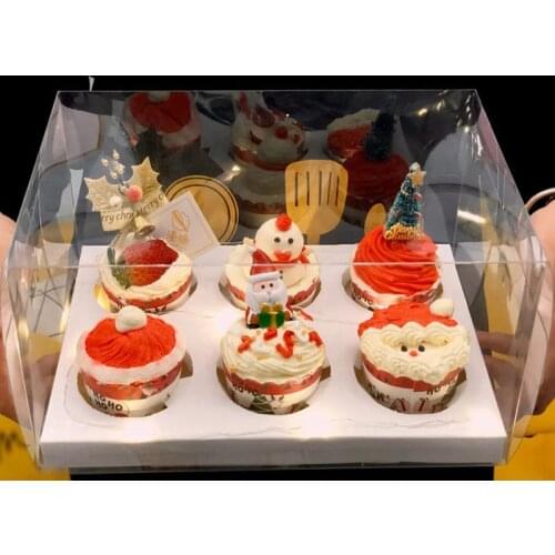 2020 New Pvc Cupcake Box Packaging Display Tray Wedding Decoration Birthday Party Gift Box With Clear Windows Muffin Packagings