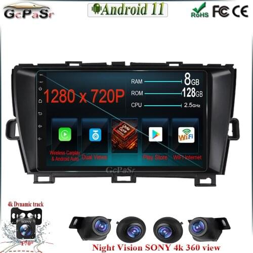 6G+128G 9'' Android 11 Carplay for Toyota Prius XW30 2009-2015 Car Radio Multimedia Video Player Navigation GPS BT WIFI
