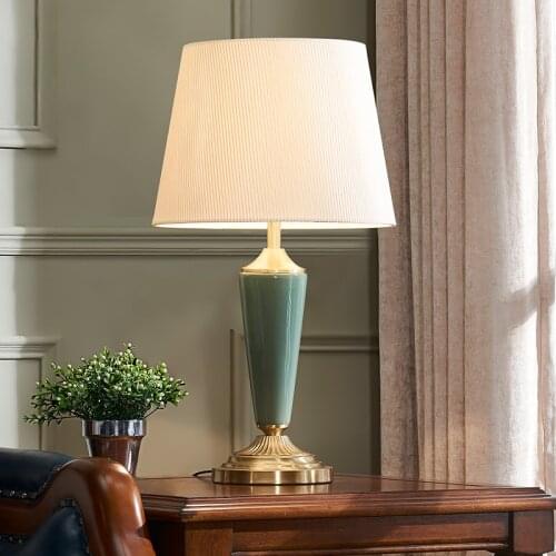 American Light Luxury Copper Bedroom Bedside Table Lamp Nordic Creative Simple Modern Warm Home Living Room Ceramic Table Lamps