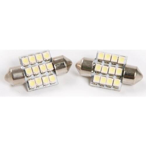 2pcs/Lot DC12V 2.5W Car Bulb 31mm 12SMD 3528 White Car Interior Light Festoon LED Lamp Bulbs 6000K for Reading Lights