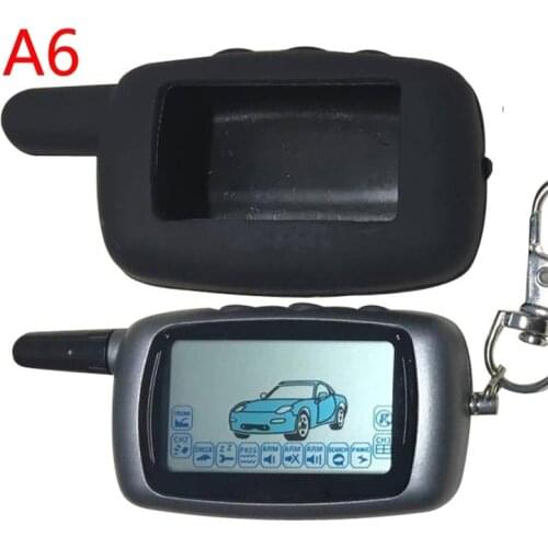2-way A6 LCD Remote Control Key Fob Chain+ Silicone Case for Russian Version Two Way Car Alarm System Twage Starline A6