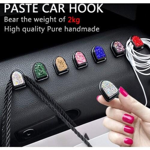 Car Hook Diamond Creative Multifunctional Paste Type Small Clips Organizer Storage Hanger USB Cable Headphone Auto Interior