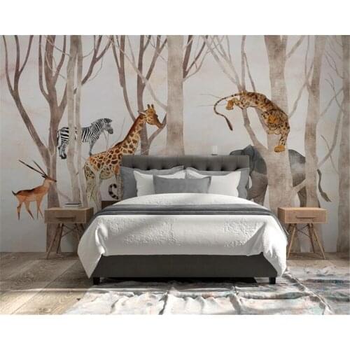 Beibehang Custom wallpaper murals Nordic animal forest TV sofa background wall home decoration living room bedroom 3d wallpaper