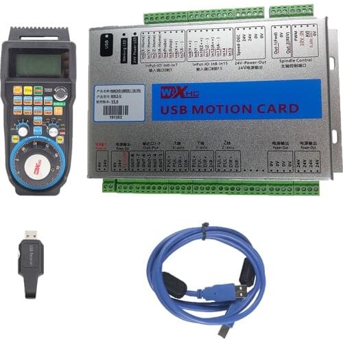 CNC Mach3 Controller 3/4 Axis Kit 3/4-Axis Mach3 USB Motion Controller+ XHC 4-axis wireless Mach3 MPG pendant handwheel WHB04B-4