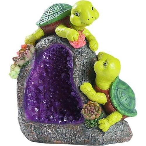 Solar Garden Turtle Statue Outdoor Tortoise Figurine Decor with Light Creative Yard Lawn Home Art Decoration