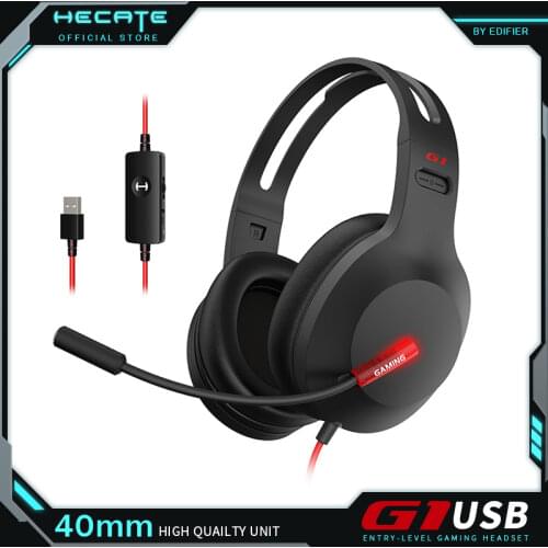 HECATE G1 Gaming Headset PC Headphone Gamer USB by Wire RGB Light 40mm Unit Anti-Noise Lightweight Design Soundcard Decoding