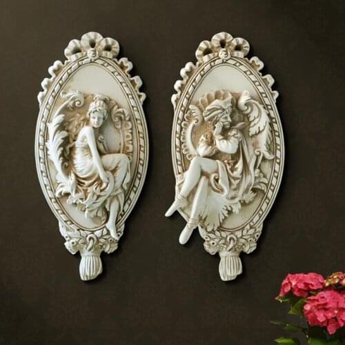 European Romeo Juliet Angel Retro Wall Mural Home Livingroom TV Background Ornament Wall Decoration Resin Craft Art Wedding Gift