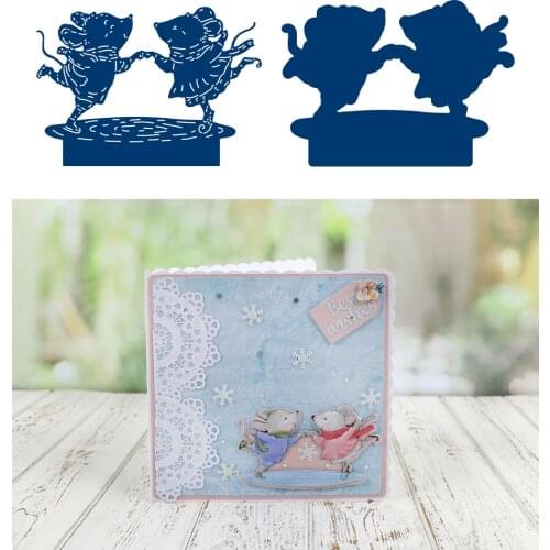 Iceskating Mice Metal Cutting Die Scrapbook Embossed Paper Card Album Craft Template Cut Die Stencils New for 2021 Arrive