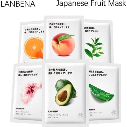 LANBENA Face Mask Sets Lighten Tighten Brighten Whitening Moisturizing Water Fruit Plant Extract Masks Skin Essence Facial Care