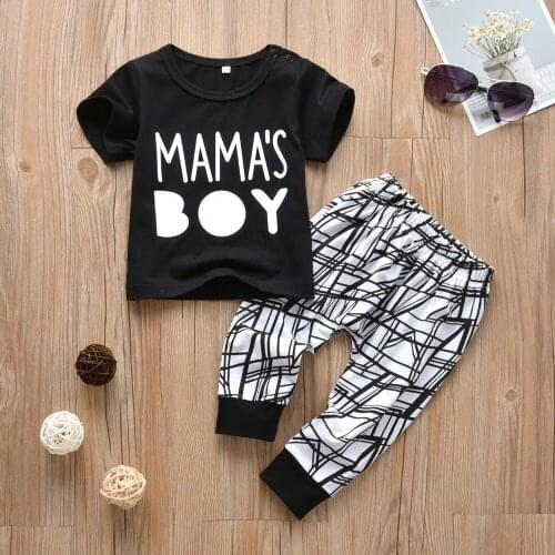 Summer Newborn Baby Boy Clothes Set Fashion Letter MAMAS BOY Short Sleeve T-shirts and Casual Pants Infant Toddler Clothing