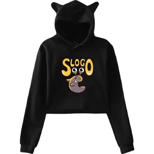 Slogo Cat Ear Hoodies Women Long Sleeve Hooded Crop Sweatshirts Hot Sale Casual Streetwear Clothes