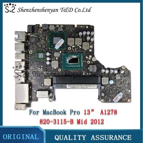 Original A1278 Motherboard for MacBook Pro 2012 13" A1278 Logic Board i5 2.5GHz / i7 2.9GHz MD101 MD102 820-3115-B EMC 2554