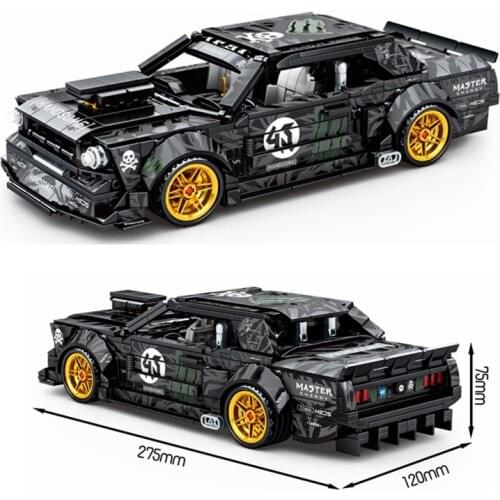 Car model 8406 828Pcs New 1965 Fords Mustang Hoonicorn V2 MOC-22970 Muscle Car Building Blocks Kids Toys Gifts 23009 13108
