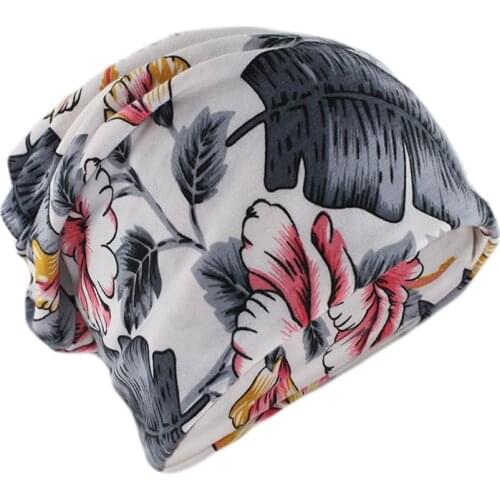 Top Fashion Floral Women Beanies Skullies Female Double-Used Scarf Hat For Girls Spring Autumn Warm Gorras Hip Hop Outdoor Bone