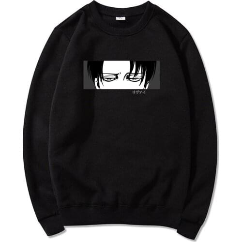 Attack on Titan Pattern Pullovers Tops Mens Vintage Crewneck Long Sleeve Sweatshirts Levi Ackerman Printing Pullover Sweatshirt