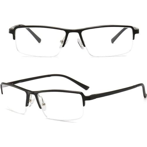Men Fashion Sports Business Ultralight Al-Mg Alloy Half-Rim Custom Made Myopia Glasses -1 to -6 and Reading Glasses +1 to +4