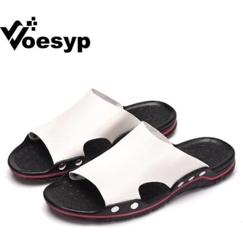 Shoes Men Slipper PU Leather Sandals Summer Beach Slippers Male Shoe Fashion Man Sandals Black White Calzado Hombre