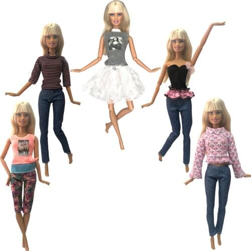 NK 5 Set Doll Casual Dresses Beautiful Clothes Handmade Party Clothes Fashion Dresses For Barbie Doll Accessories Girls Toys 8X