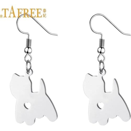 TAFREE new cute women dog lover dangle earrings Norwich Terrier Breed Standard UK dog pendant drop earrings jewelry gifts SKU19
