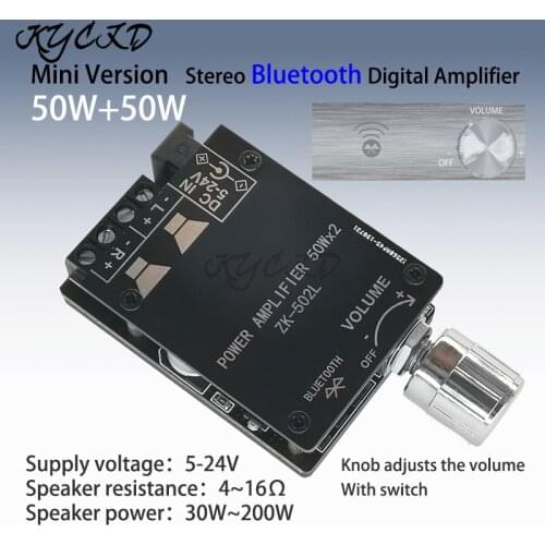 Bluetooth-compatible 5.0 Amplifier Board 50W+50W 2.0 Channel Stereo AMP Home Audio Speaker Volume Control with Case