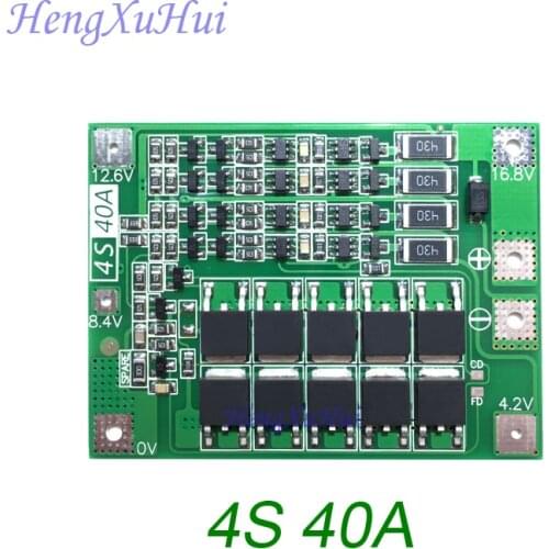 14.8V 16.8V 4S40A Lithium Power Battery Protection Board with Equalized Charging Drive Drill Motor BMS