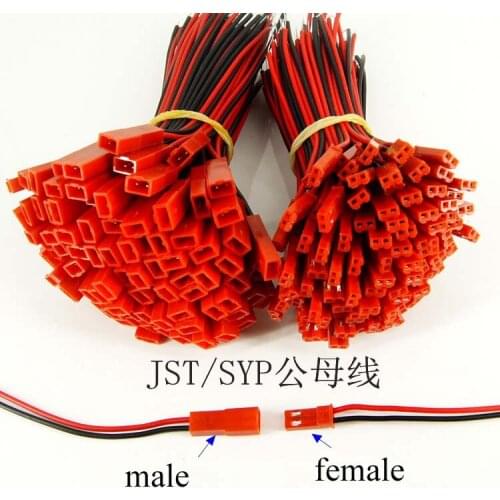 22 AWG JST Plug Connector 2 Pin Male Female 150MM Plug Connector Cable Wire for LED Lamp Strip RC Toys Battery