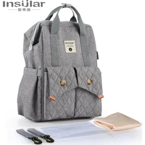 Insular Diaper Nursing Bag Mummy Maternity Bag For Baby Stuff Travel Baby Nappy Changing Backpack For Mom Stroller Organizer Bag