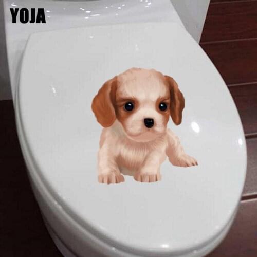 YOJA 21.4*23.4CM Domestic Dog Living BedRoom Home Decor Toilet Sticker Wall Decal Modern Art T3-0511