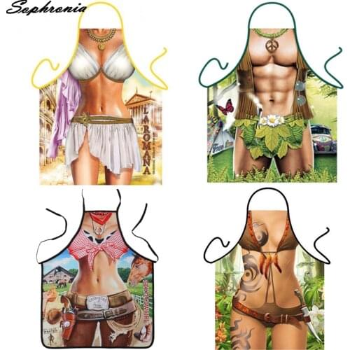 Funny Kitchen Aprons Sleeveless Men Women Sexy Apron For Women Kitchen Cartoon Pattern Cocina Tablier Cooking Baking CWQ024