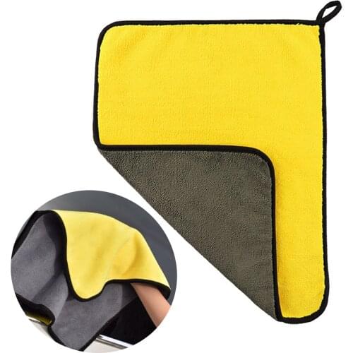 Yellow Car Towel Extra Thick Coral Velvet Cleaning Cloths Auto Car Accessories Soft Reusable Voiture Polishing Towels