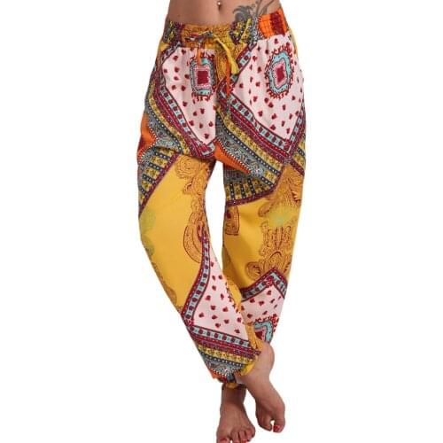 Women Boho Wide Leg Pants Plus Size 5XL Cool Beach Fitness Trousers Loose Drawstring Sweatpants Sarouel Femme Summer A50