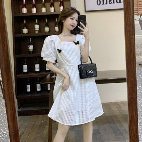 Woman Dress White Dress Female Summer New Design Sense Niche Square Collar Temperament Short Skirt Mini Dress
