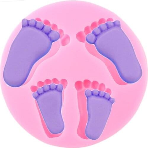 3D Baby Feet Silicone Mold DIY Baby Birthday Cupcake Topper Fondant Cake Decorating Tools Candy Polymer Clay Chocolate Moulds