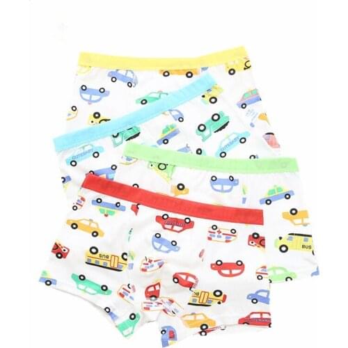 4 Pcs/Lot New Boys Underwear Cartoon Printing Cotton Breathable Pants Kids Shorts CTNM0057