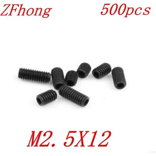 500PCS din916 m2.5x12 m2.5*12 grade12.9 Allen Head Hex Socket Set Screw Grub Screw with cup point