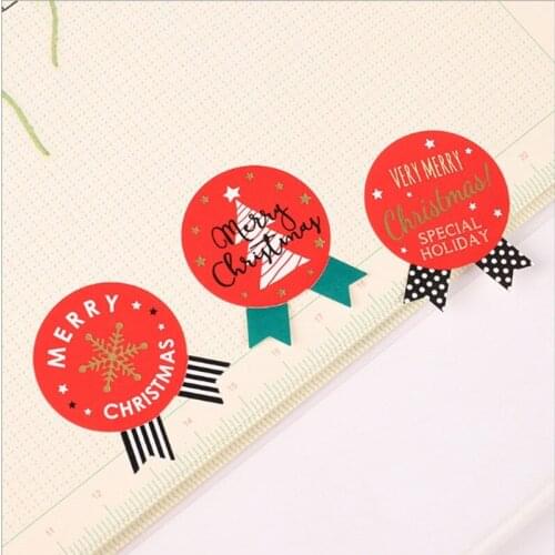 90PCS/Lot Merry Christmas Medal Hand Made Flower Sealing Label Kraft Sticker Baking DIY Work Cake Gift Box Stickers