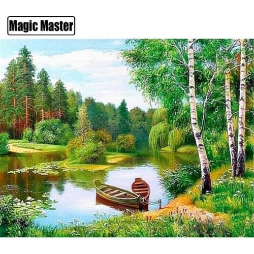 Diamond Painting Landscape Cross Stitch Diamond Embroidery Sale Diamond Mosaic wholesale Picture Of Rhinestones River