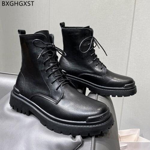 Black Leather Boots for Men Male Ankle Boots Fashion Men Casual Shoes Men Casual Shoes Designer Martin Boots Men Chaussure Homme