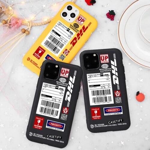 Luxury Label Pattern Soft Black TPU Phone Case For IPhone 12 11 Pro Max 7 8 6s Plus XR XS DHL Letter Silicone Yellow Back Cover
