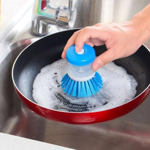 Cleaning Brush DishWashing Soap Dispenser Refillable Brush Pans Cups Bread Bowl Scrubber Kitchen Goods Accessories Gadgets