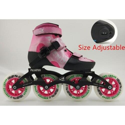 Kid 4 Size Adjustable inline speed skates Children adjust single wash shoes inline roller skates with four wheels