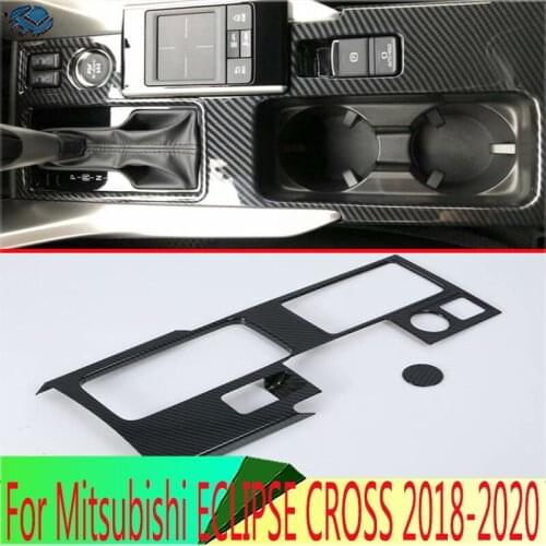 For Mitsubishi ECLIPSE CROSS 2018 2019 Carbon Fiber Style Gear Shift Panel Center Console Cover Trim Frame Car Styling Sticker