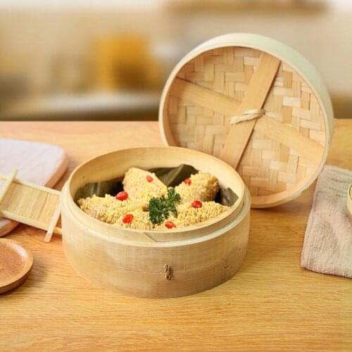 Two cages and one cover bamboo steamer lunch box snack set dumplings steamer kitchen cooking tools CY529