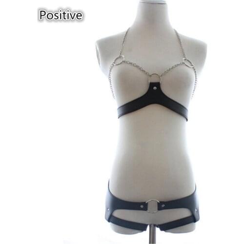 Erotic Bdsm Sex Toys of Goth Body Punk Bondage Leather Strap Harness Belt with Metal Chain for Flirting Fetish Sexy Underwear
