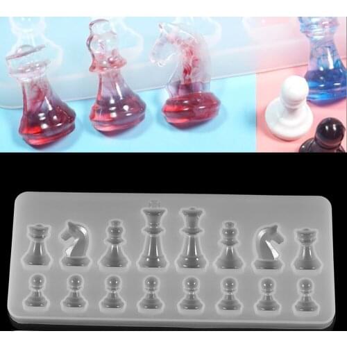 1sets 3D International Chess Epoxy Resin Molds Chess Pieces UV Resin Molds Silicone For DIY Jewelry Making Supplies Handmade
