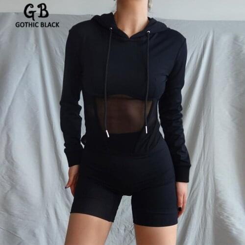 Gothic Black Womens Autumn Hoodies