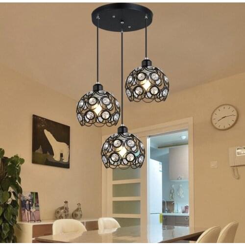 Crystal Pendant Lights Black Hanging Lamps Ceiling chandelier Fixture for Kitchen Island Sink Dining Room Foyer Entryway Bedroom