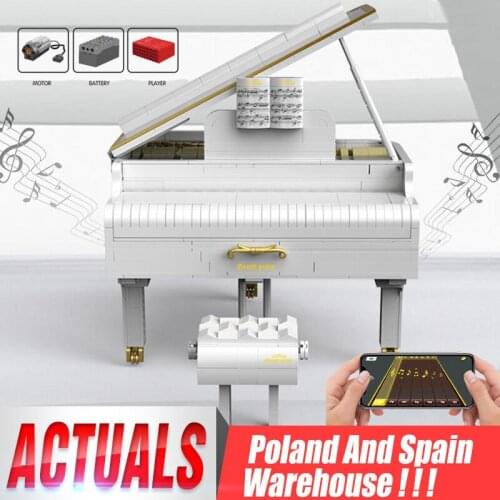 Mould King APP Control Toy 21323 White Playble Grand Piano Set Assembly Toys Model Building Blocks Bricks Kids Christmas Gifts