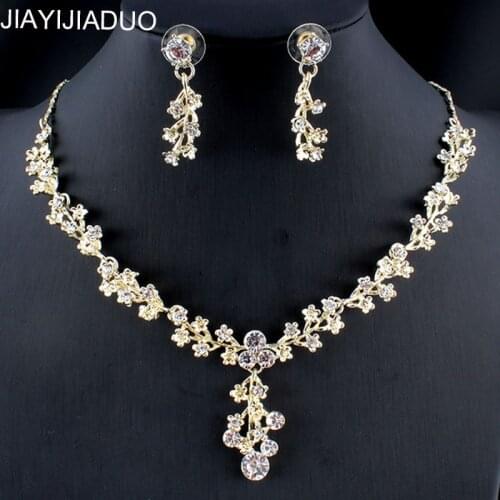 Jiayijiaduo Fashion Women Wedding Jewelry Set Gold Silver Color Fine Necklace Earrings Set Girl Dating Accessories dropshipping