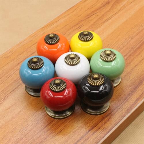 Pumpkin Ceramic Handles Drawer Knobs Cupboard Door Handles Single Hole Cabinet Handles with Screws Furniture Handles Accessories